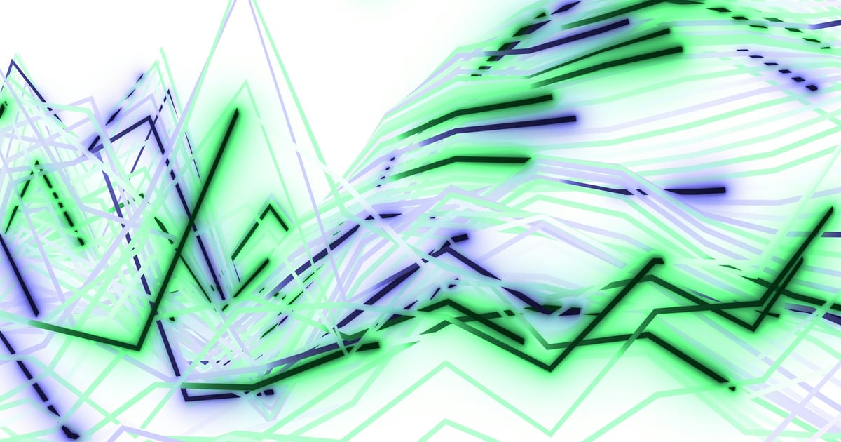 Abstract green and black zigzag lines overlaid like indicator traces on a chart