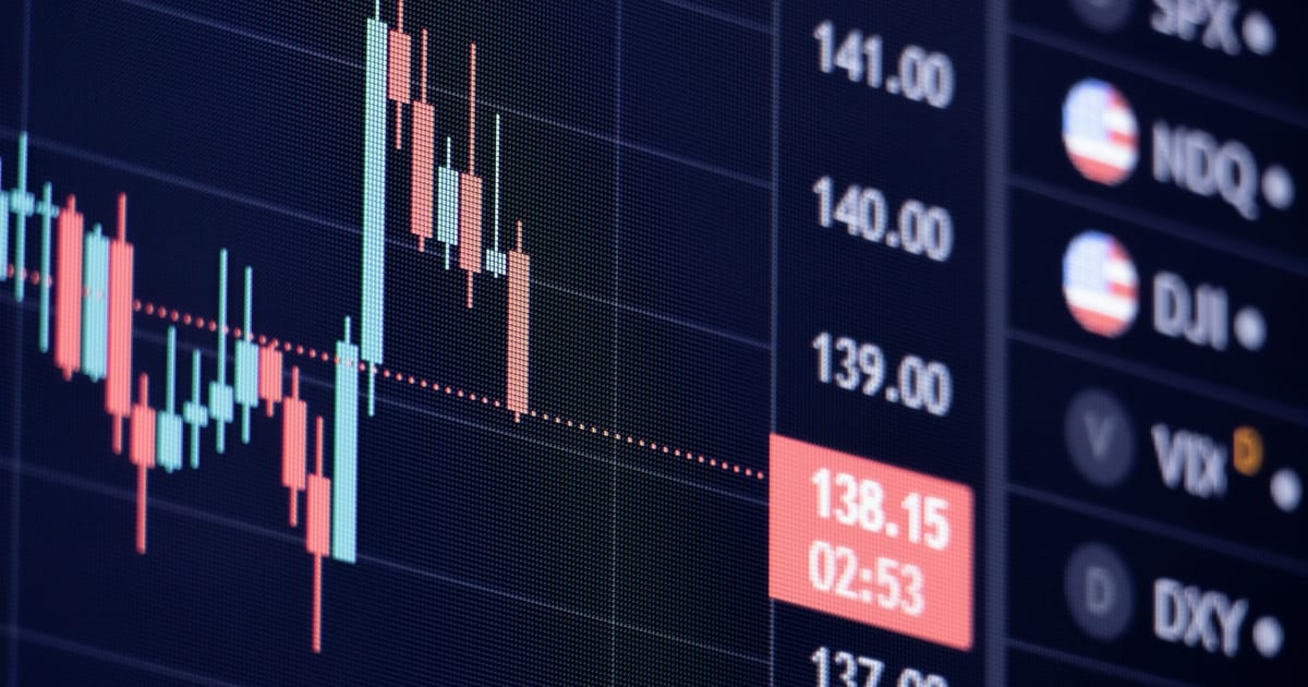 A trading screen showing a price ladder beside index tickers and quoted levels